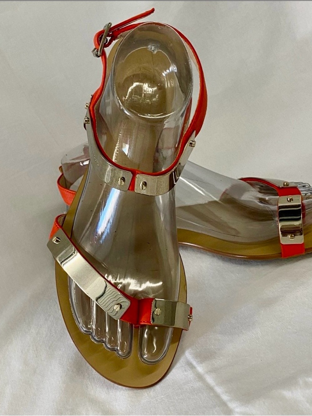 Vince Camuto Orange Sandals with Gold Metal Accents 9.5 - Picture 4 of 9